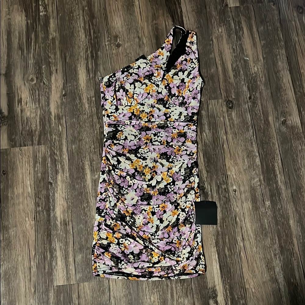 Lulu's Purple and Yellow One Shoulder Bodycon Dress